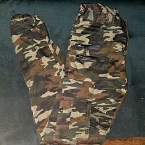 Uncle Ralph Camouflage Cargo Pants with Zipper Pockets